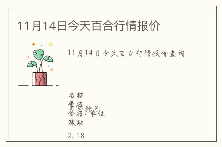 11月14日今天百合行情報價
