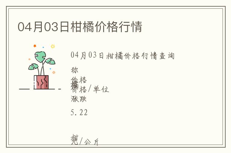 04月03日柑橘價(jià)格行情