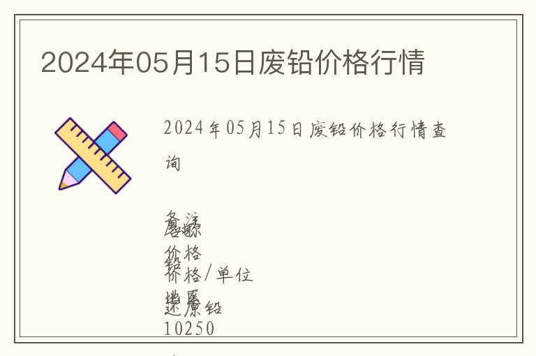 2024年05月15日廢鉛價格行情