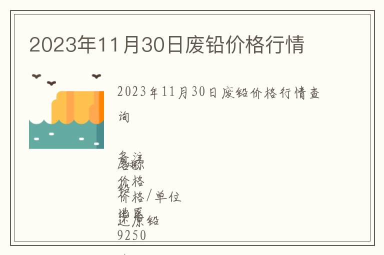 2023年11月30日廢鉛價(jià)格行情