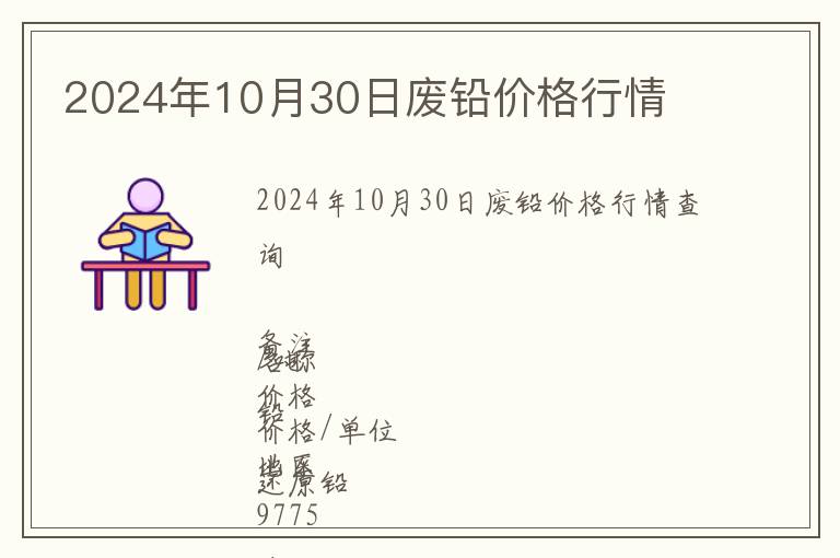 2024年10月30日廢鉛價格行情