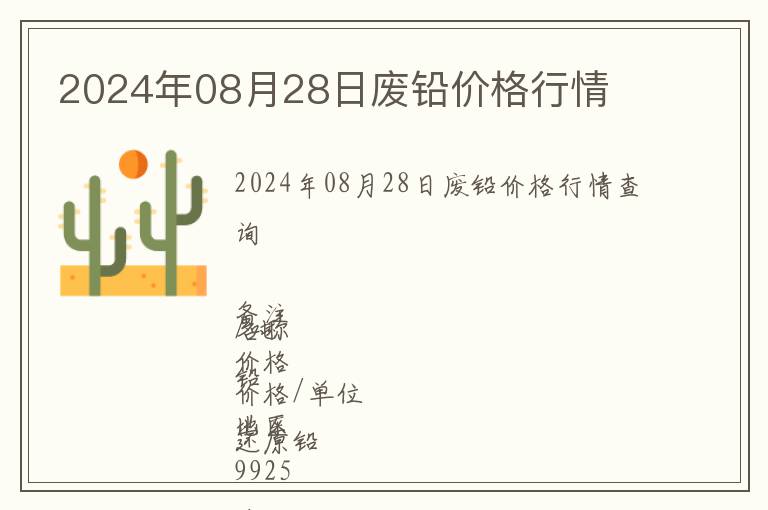 2024年08月28日廢鉛價格行情