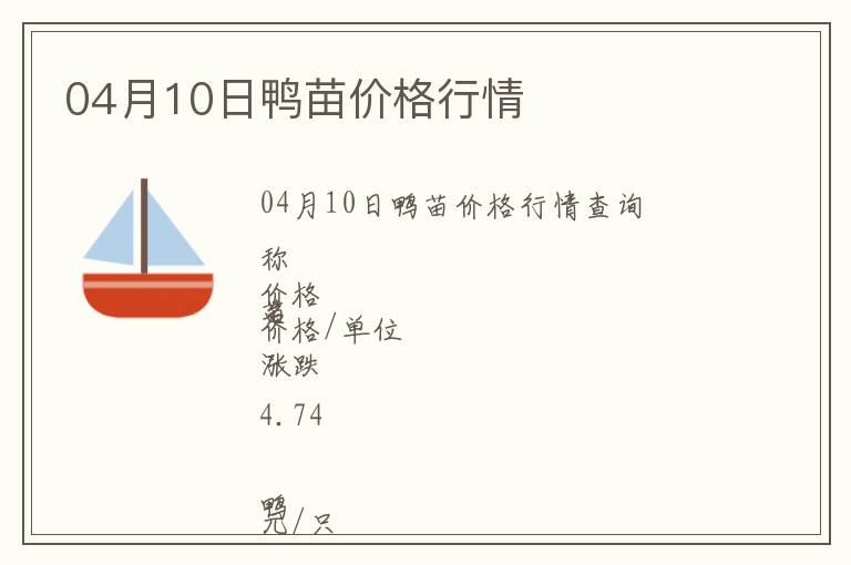04月10日鴨苗價格行情