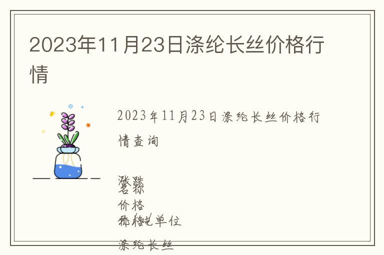 2023年11月23日滌綸長絲價格行情