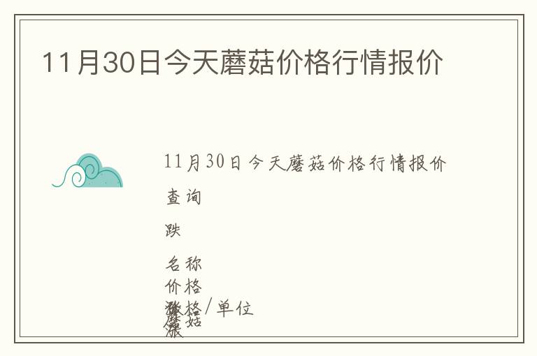 11月30日今天蘑菇價格行情報價