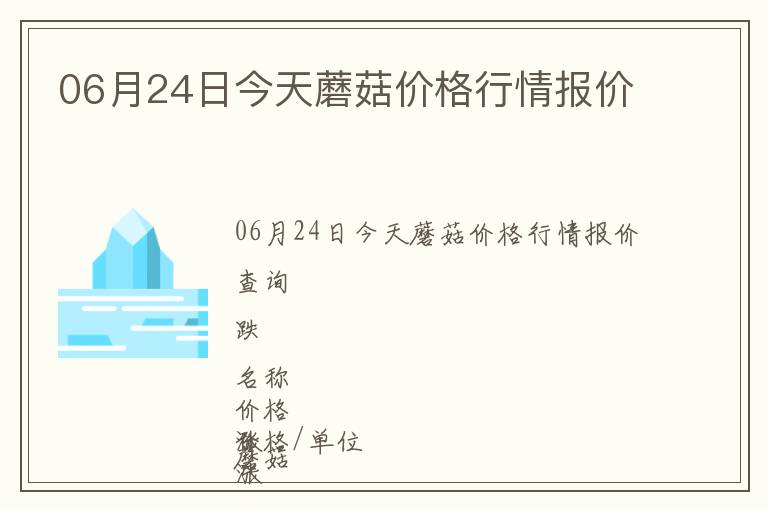 06月24日今天蘑菇價格行情報價