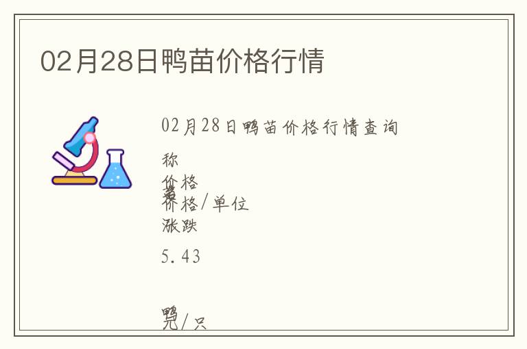 02月28日鴨苗價格行情