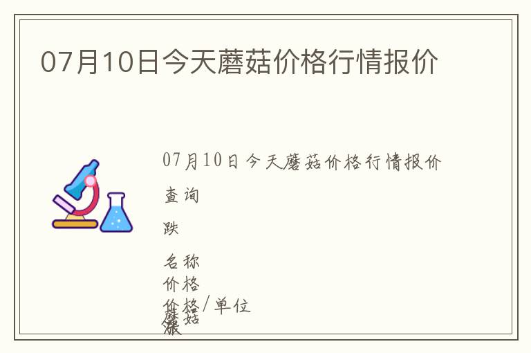 07月10日今天蘑菇價格行情報價