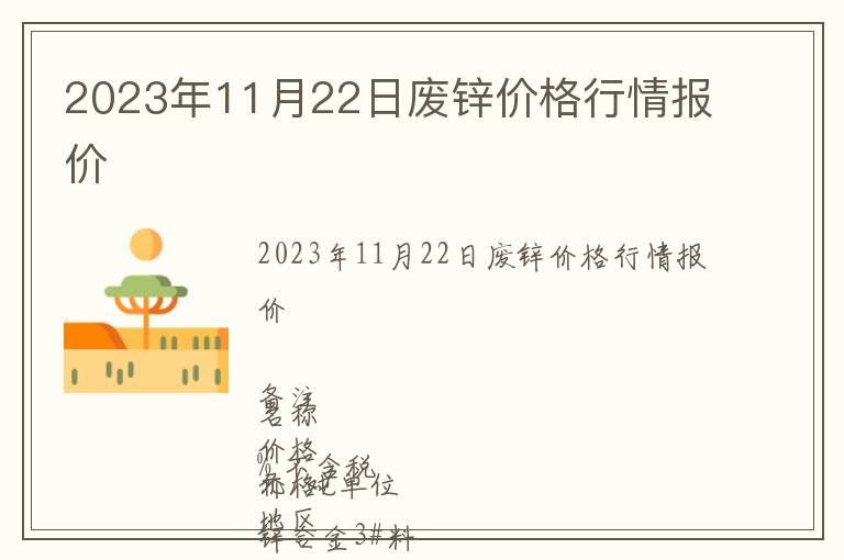 2023年11月22日廢鋅價格行情報價