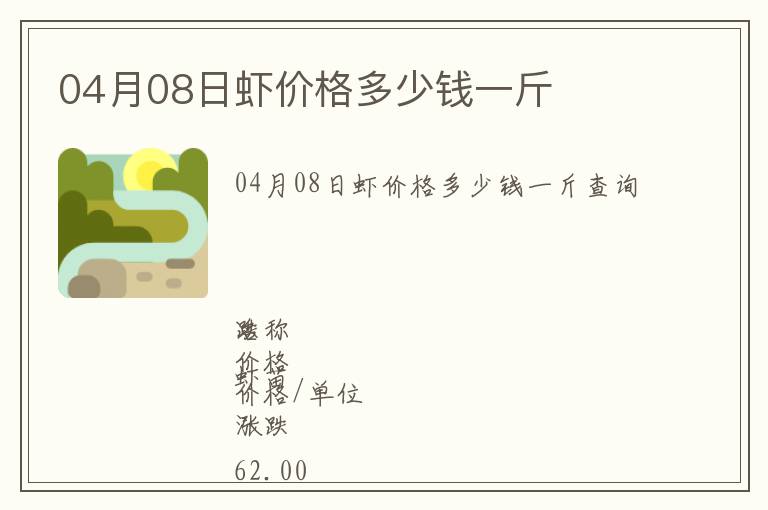 04月08日蝦價(jià)格多少錢一斤