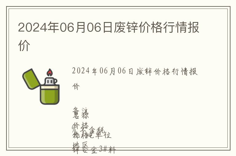 2024年06月06日廢鋅價格行情報價
