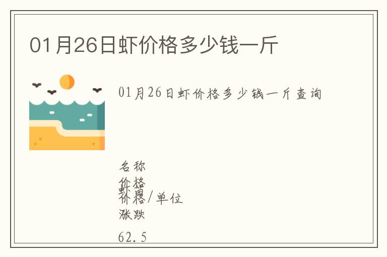 01月26日蝦價格多少錢一斤