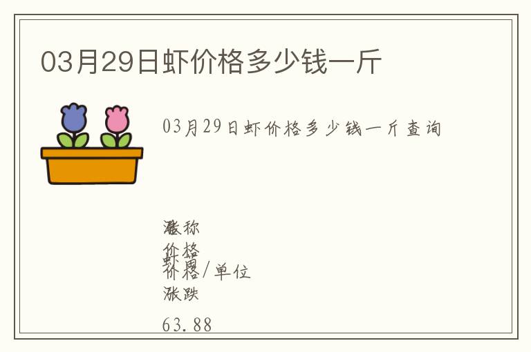 03月29日蝦價格多少錢一斤