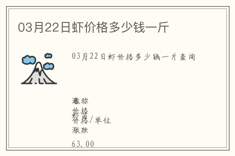 03月22日蝦價格多少錢一斤