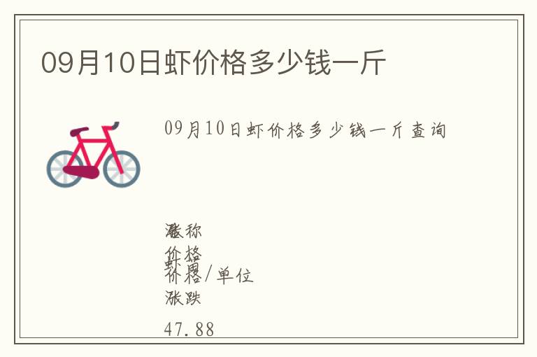 09月10日蝦價格多少錢一斤