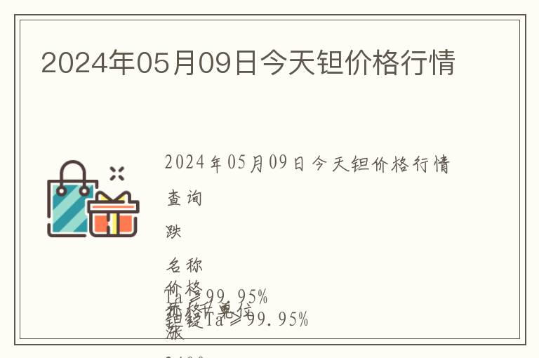 2024年05月09日今天鉭價格行情