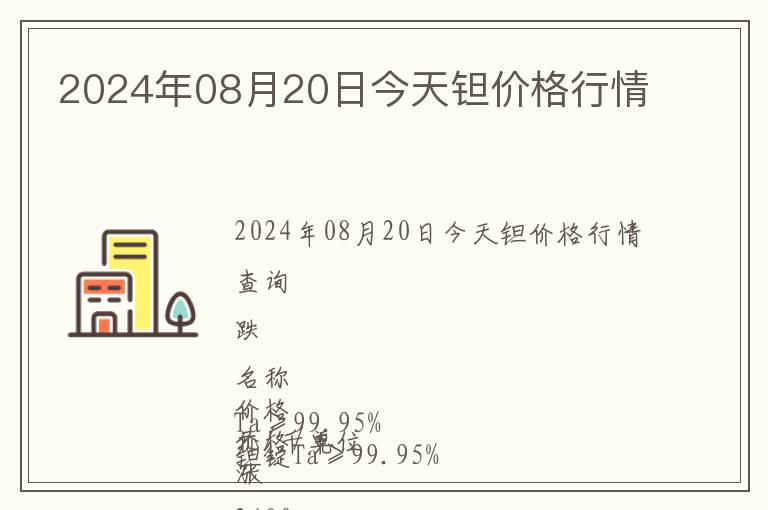 2024年08月20日今天鉭價(jià)格行情