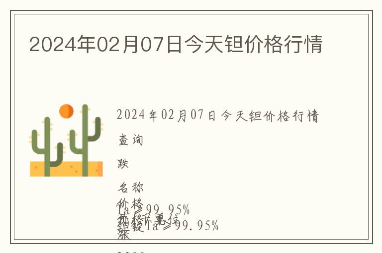 2024年02月07日今天鉭價格行情