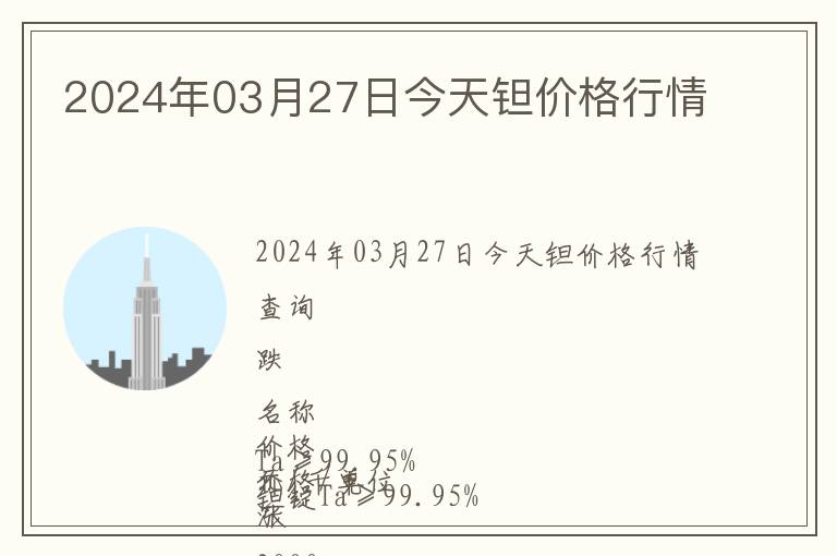 2024年03月27日今天鉭價格行情