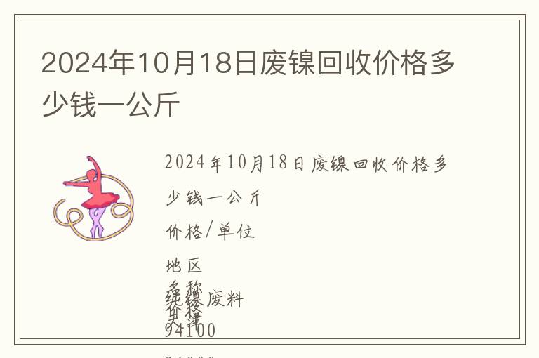 2024年10月18日廢鎳回收價格多少錢一公斤