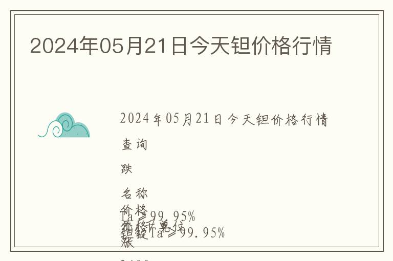 2024年05月21日今天鉭價格行情
