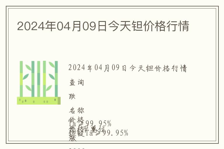 2024年04月09日今天鉭價(jià)格行情