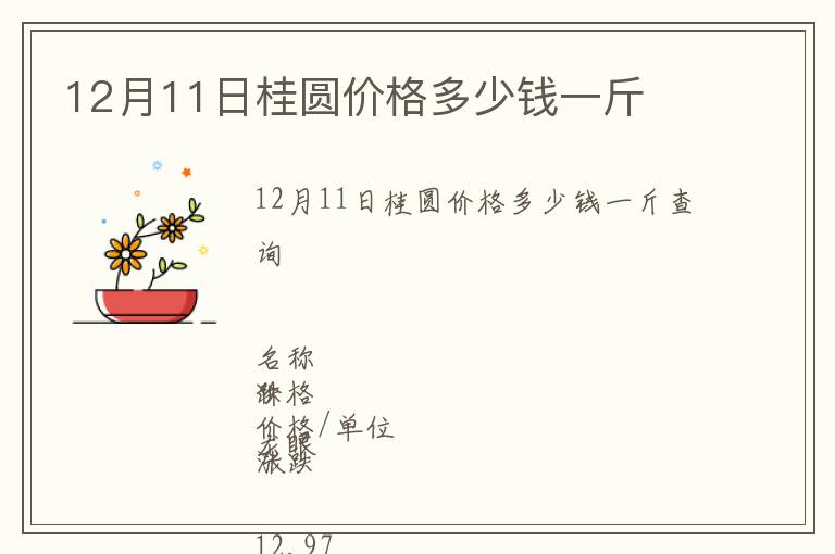 12月11日桂圓價格多少錢一斤