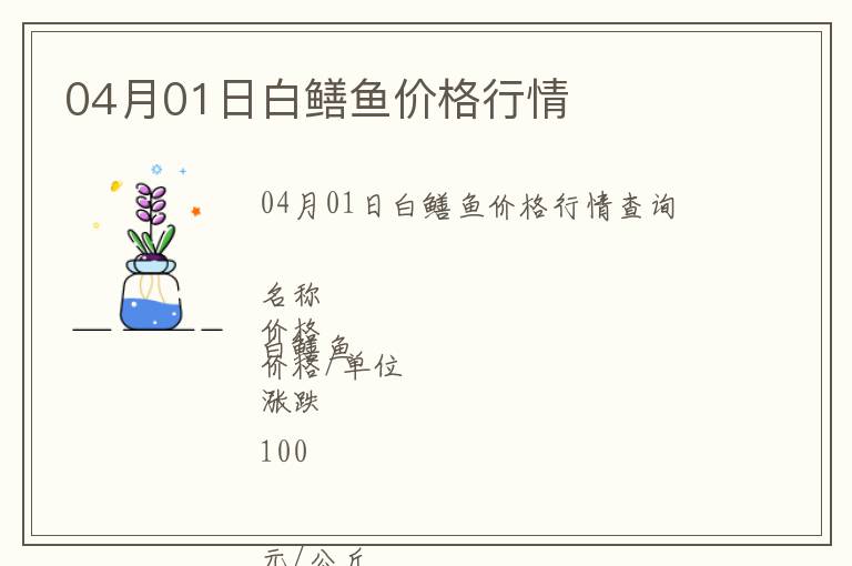04月01日白鱔魚價格行情