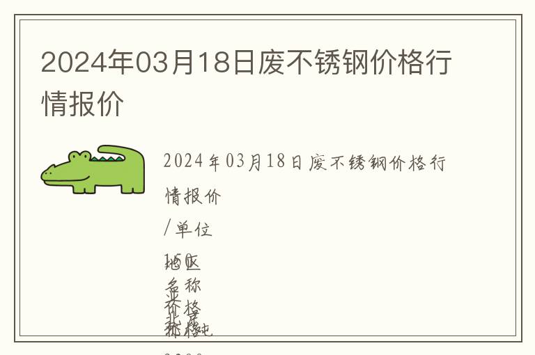 2024年03月18日廢不銹鋼價格行情報價