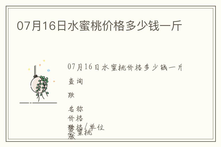 07月16日水蜜桃價(jià)格多少錢一斤