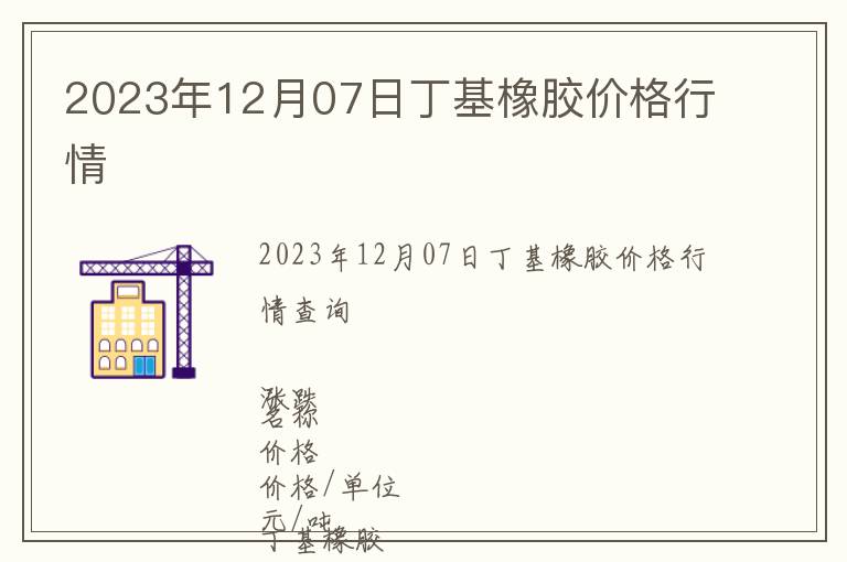 2023年12月07日丁基橡膠價格行情