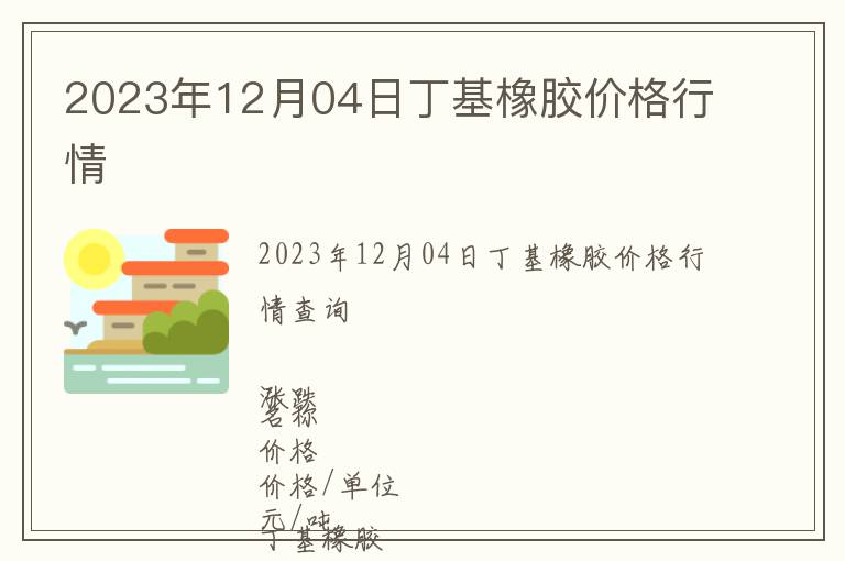 2023年12月04日丁基橡膠價(jià)格行情