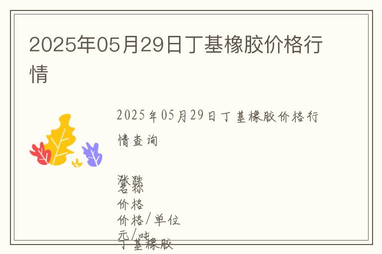2025年05月29日丁基橡膠價(jià)格行情