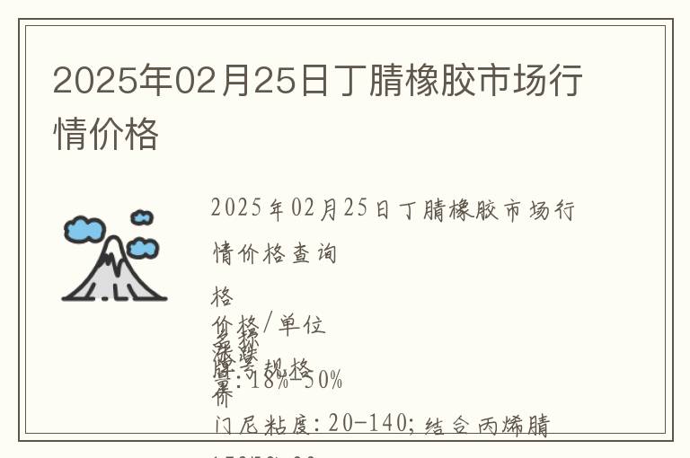 2025年02月25日丁腈橡膠市場(chǎng)行情價(jià)格