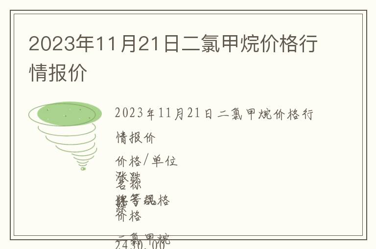 2023年11月21日二氯甲烷價格行情報價