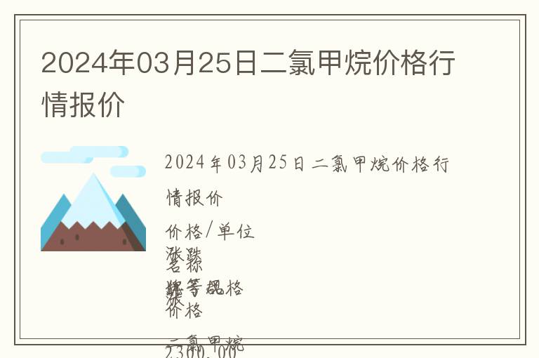 2024年03月25日二氯甲烷價格行情報價