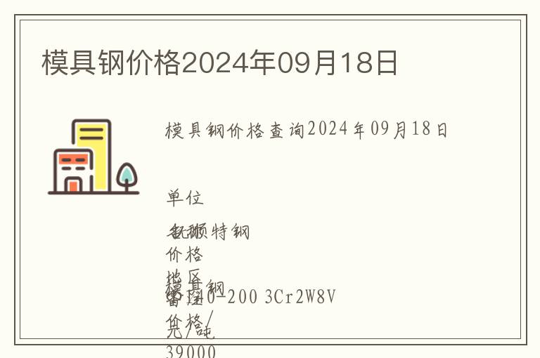模具鋼價格2024年09月18日