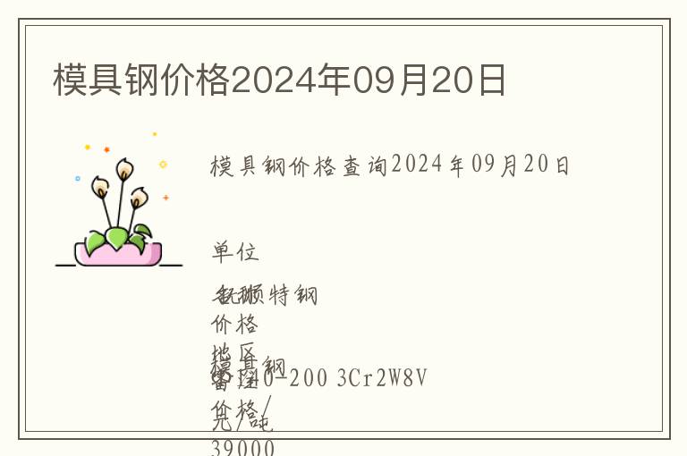 模具鋼價格2024年09月20日