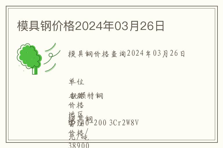 模具鋼價格2024年03月26日