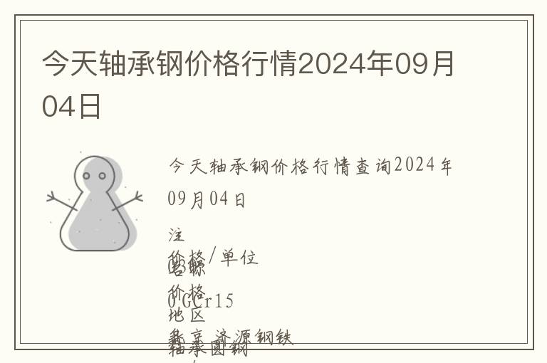 今天軸承鋼價(jià)格行情2024年09月04日