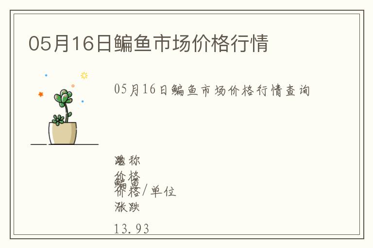 05月16日鳊魚(yú)市場(chǎng)價(jià)格行情