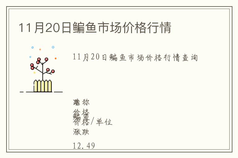 11月20日鳊魚市場價格行情