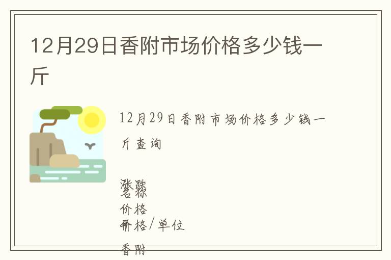 12月29日香附市場(chǎng)價(jià)格多少錢一斤