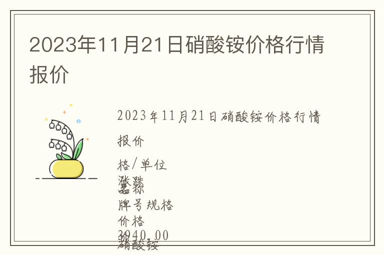 2023年11月21日硝酸銨價格行情報價