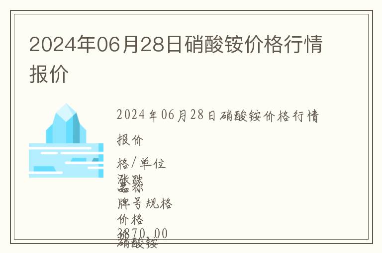 2024年06月28日硝酸銨價格行情報價