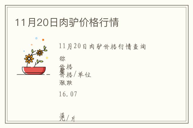 11月20日肉驢價格行情
