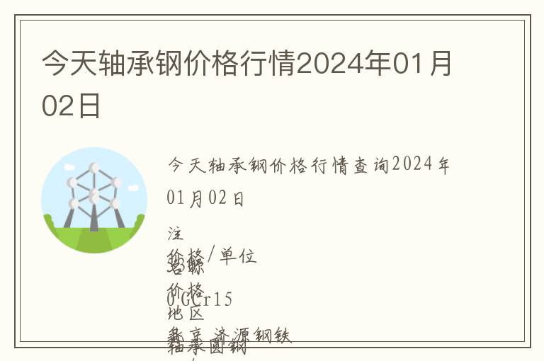 今天軸承鋼價(jià)格行情2024年01月02日