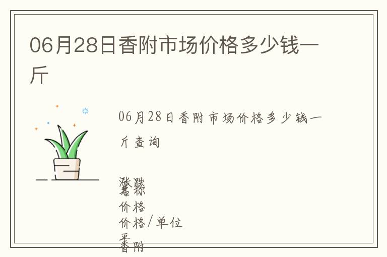 06月28日香附市場價(jià)格多少錢一斤