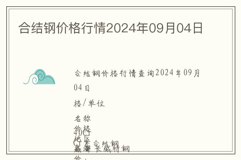 合結(jié)鋼價格行情2024年09月04日
