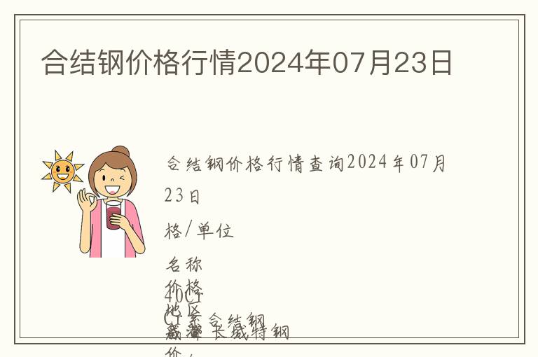合結鋼價格行情2024年07月23日